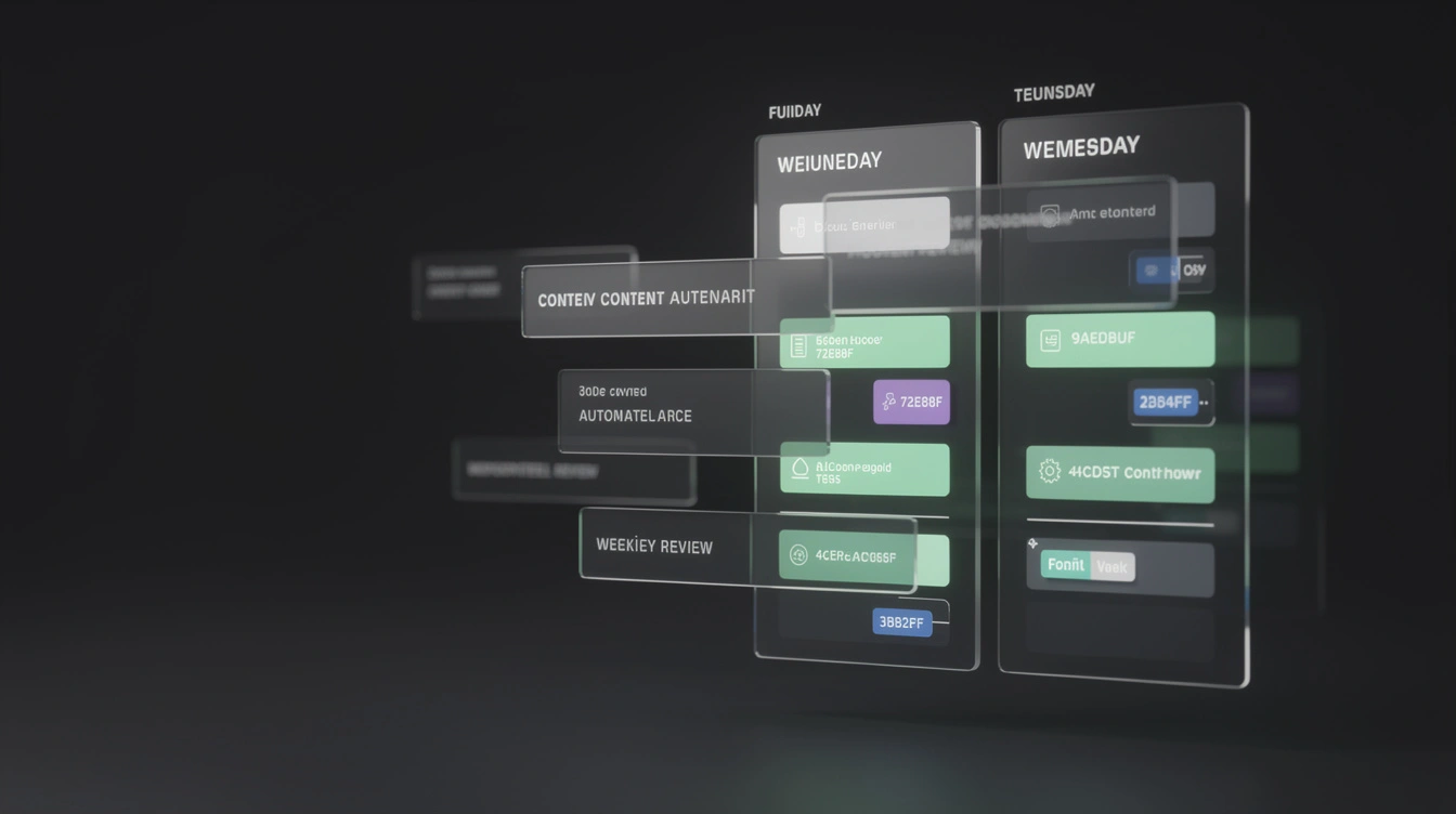 Abstract weekly content calendar review dashboard